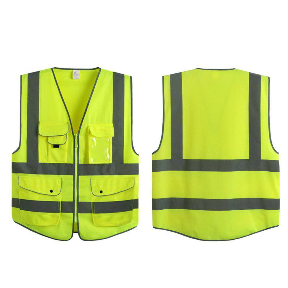Yunding High Visibility Reflective Safety Vest Mesh Security ​Adjustable Tactical Traffic Police Construction Heavy Duty Utility,with Premium Multi Pockets,for Night Outdoor with Pockets /& Zipper