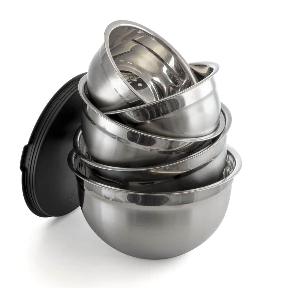 MegaChef 5 Piece Stainless Steel Mixing Bowl Set with Lids
