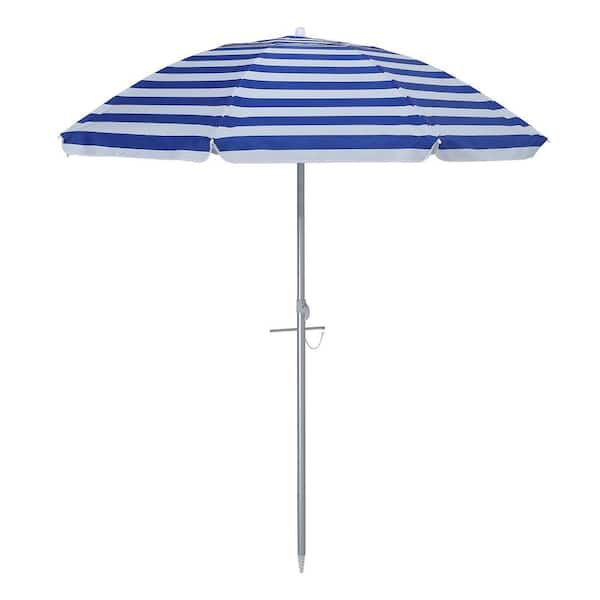 Tatayosi 7 ft. Heavy-Duty Market Outdoor Umbrella with Tilt Mechanism, Blue and White Stripes