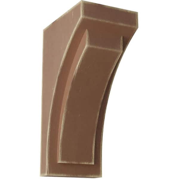 Ekena Millwork 4 in. x 10 in. x 5-3/4 in. Weathered Brown Medium Felix Wood Vintage Decor Corbel