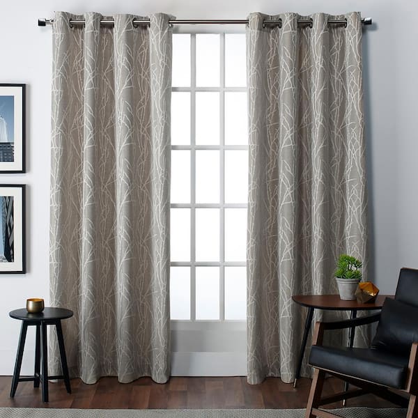 EXCLUSIVE HOME Finesse Natural Nature Light Filtering Grommet Top Curtain, 54 in. W x 96 in. L (Set of 2)