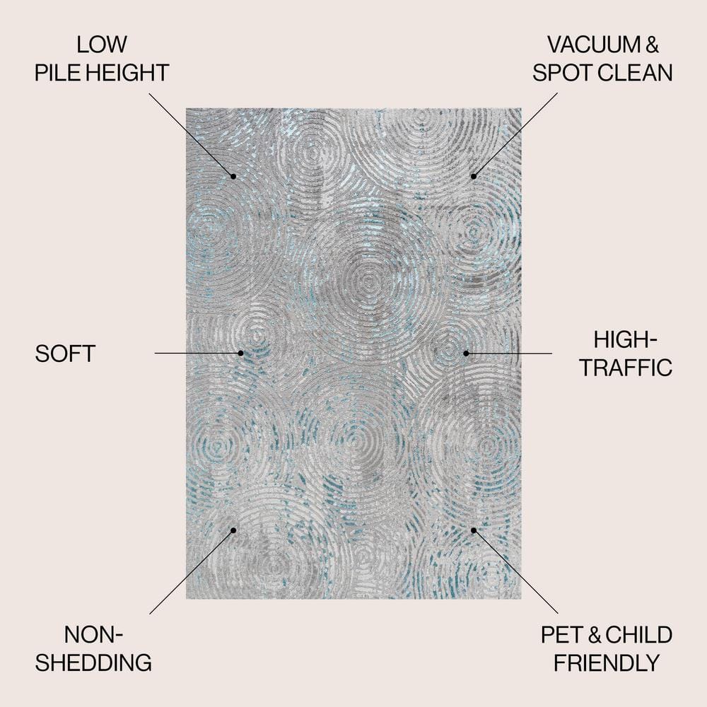Coastal Abstract Weathered Gray Synthetic Area Rug