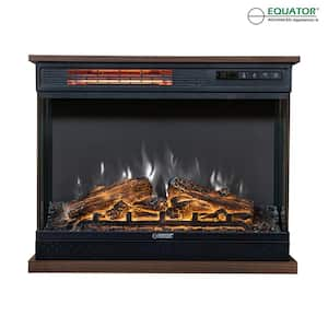 26 in. 5000BTU Freestanding Electric Fireplace Heater with Caster 9-Hours Timer in Walnut Brown with 7-Color LED Remote