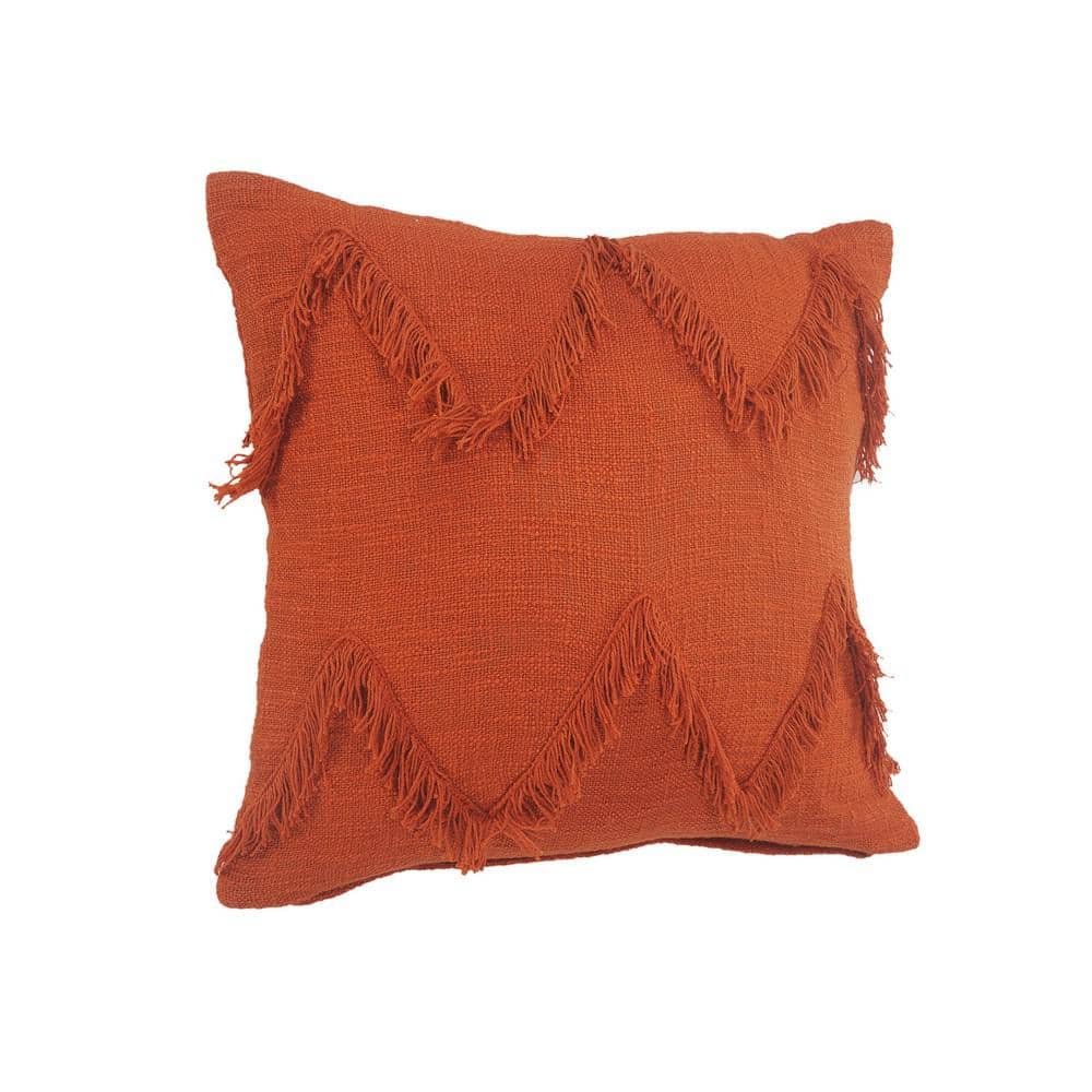 Cinnamon Chevron Shag Square Throw Pillow, 20" x 20"