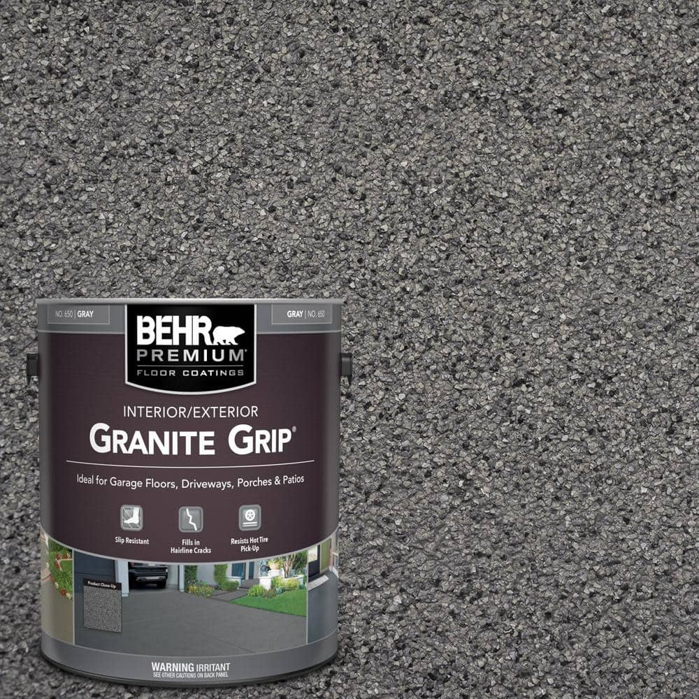 BEHR PREMIUM 1 Gal. Gray Granite Grip Decorative Flat InteriorExterior  Concrete Floor Coating 65001 - The Home Depot