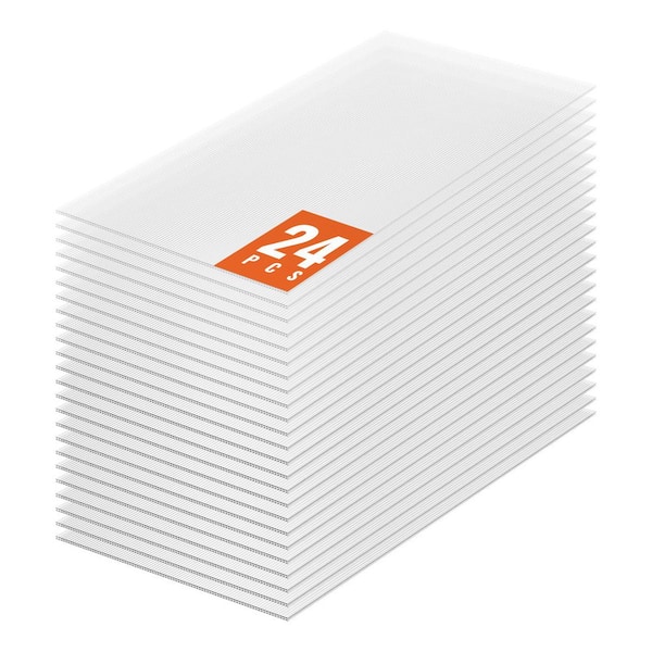24 Pack Greenhouse Panels, Impact-Resistant Roofing, 1.98 ft. x 3.96 ft. Corrugated Polycarbonate Roof Panel in White