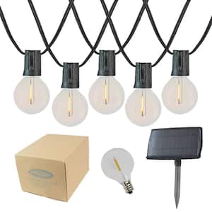 25 Light 25 ft. Solar Led Filament G40 Globe String Light Set with Warm White LED Bulbs on Black Wire