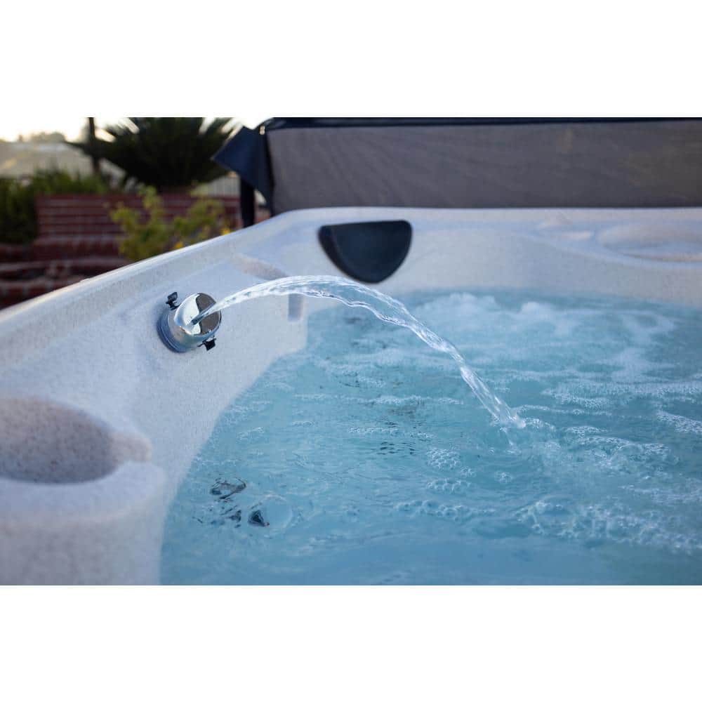 Whitestone and Black Onyx 6-Person Square Hot Tub with Jets
