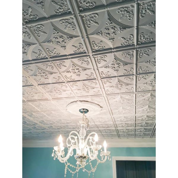 Basilica 2 ft. x 2 ft. Lay-in or Glue-up Ceiling Tile in White (40 sq. ft. / case)