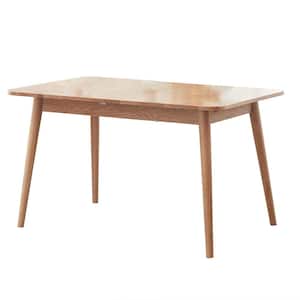 Light Oak 100% Solid Wood 47.24 in. Rectangle 4 Legs Dining Table for 6-8 Seaters with Telescopic Top and Diagonal Legs