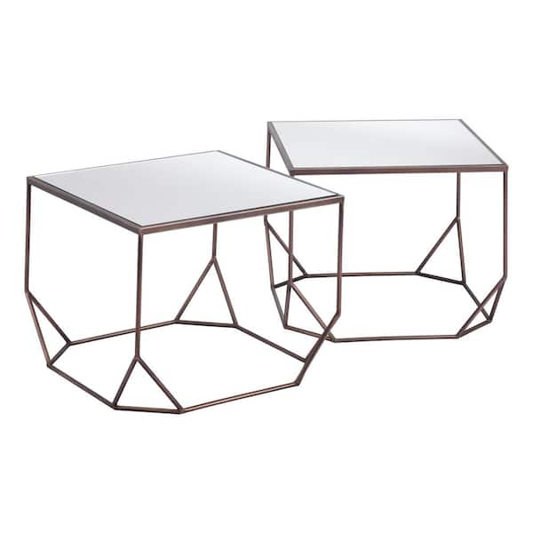 ZUO Arzon Collection 20.1 in. Bronze Square Glass Coffee Table