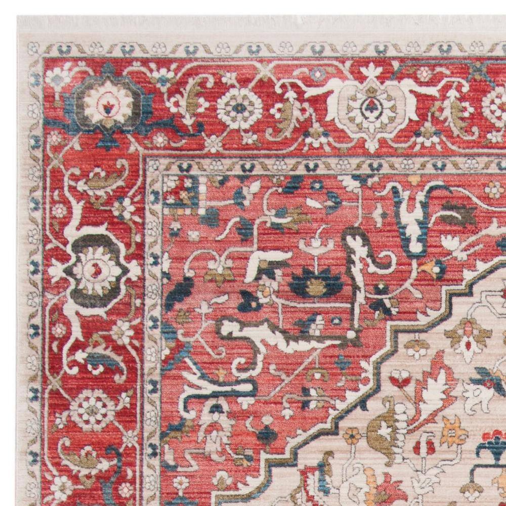 Red and Ivory Hand-Knotted Synthetic Persian Rug, 8' x 10'