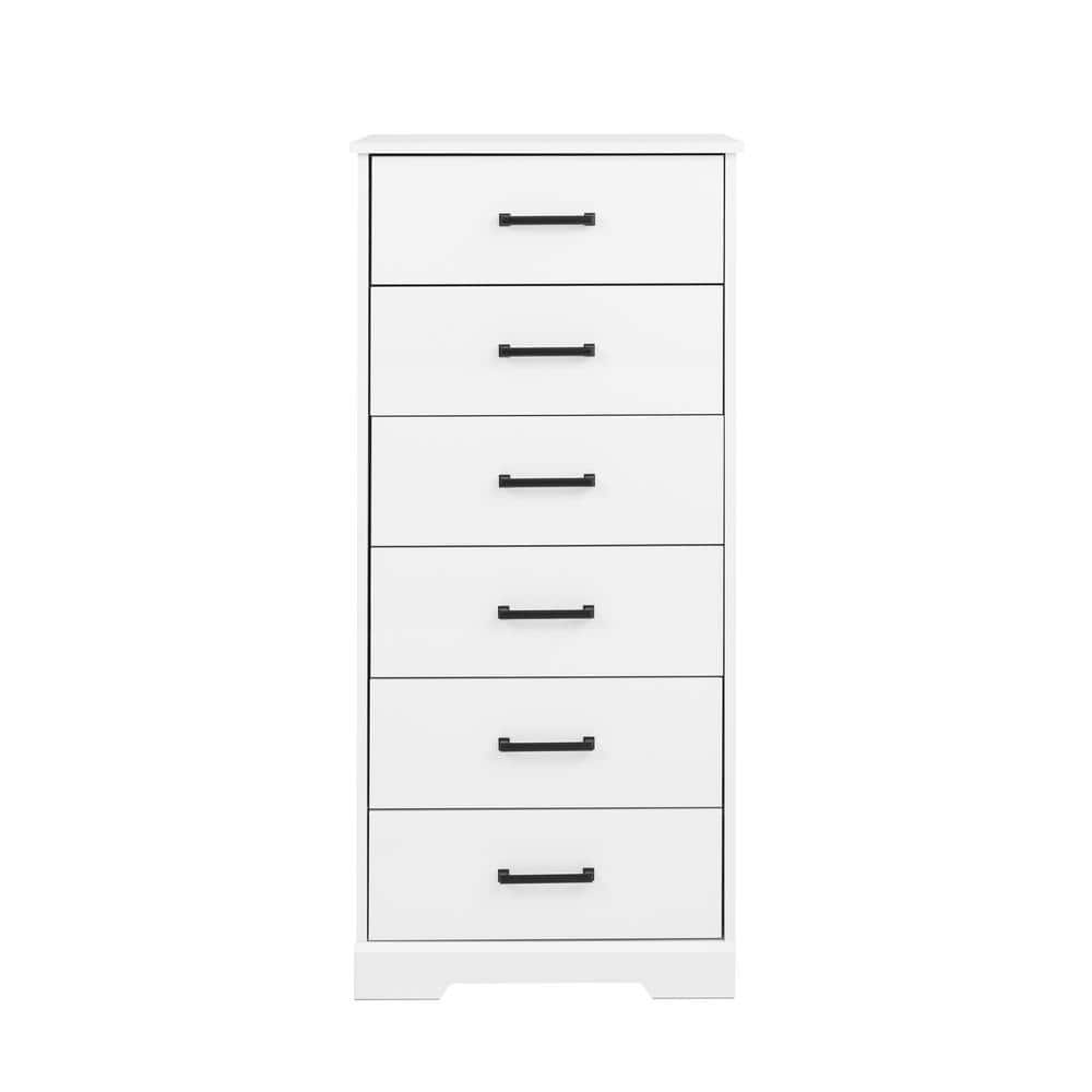 Rustic White Vertical 6-Drawer Farmhouse Dresser