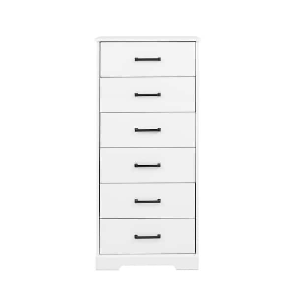 Prepac Rustic Ridge White 6-Drawer 18.5 in. D x 23.75 in. W x 51.5 in. H Dresser Chest of Drawers