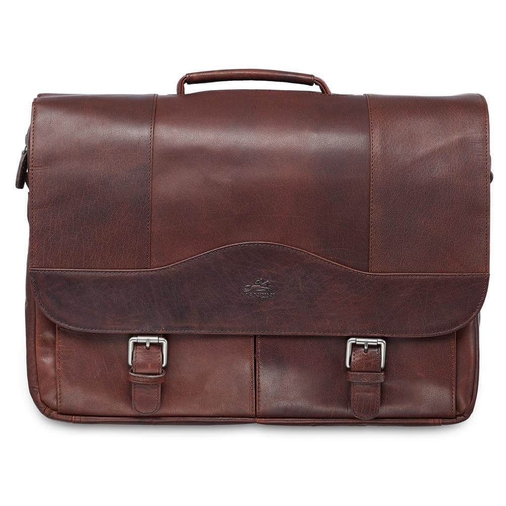 MANCINI Buffalo Collection Brown Leather Porthole Briefcase for 15.6 in.  Laptop/Tablet 99-5465-BN - The Home Depot