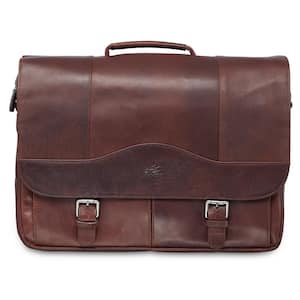 Buffalo Collection Brown Leather Porthole Briefcase for 15.6 in. Laptop/Tablet