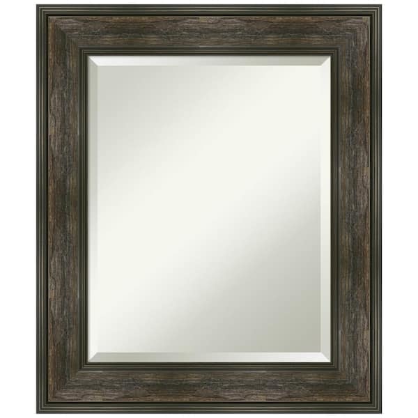 Amanti Art Rail Rustic Char 21.75 in. H x 25.75 in. W Framed Wall Mirror