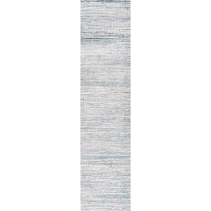 Loom Modern Strie Gray/Turquoise 2 ft. x 8 ft. Runner Rug