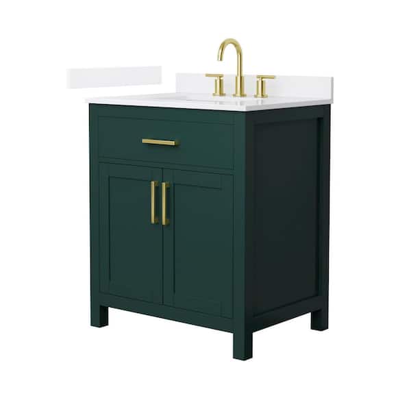 Beckett 30 in. Single Freestanding Green Bath Vanity with White Quartz Top (Assembled)