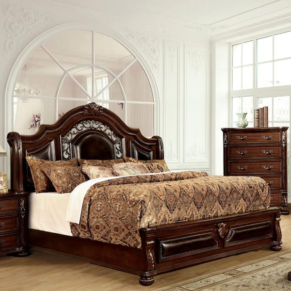 Furniture of America Dafne Brown Wood Frame King Panel Bed