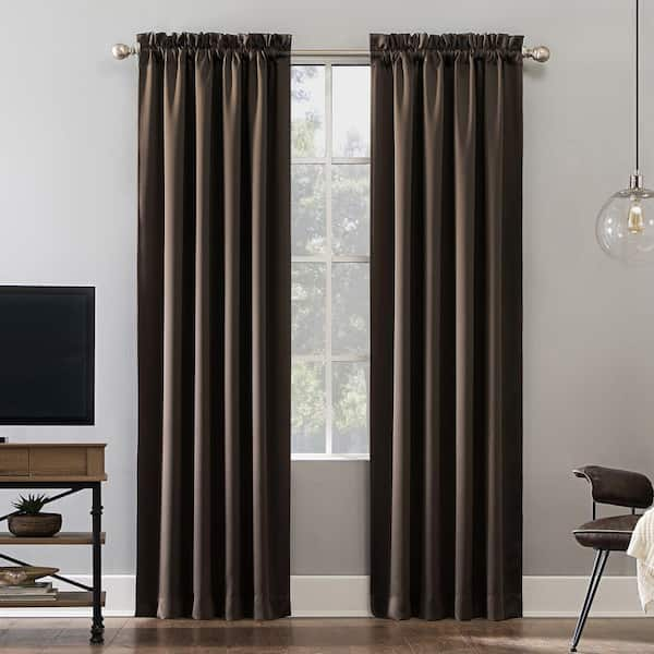 Sun Zero Alna Theater Grade Cocoa Polyester 52 in. W x 63 in. L Rod Pocket 100% Blackout Curtain (Single Panel)