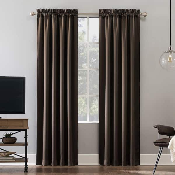 Sun Zero Alna Theater Grade Cocoa Polyester 52 in. W x 95 in. L Rod Pocket 100% Blackout Curtain (Single Panel)