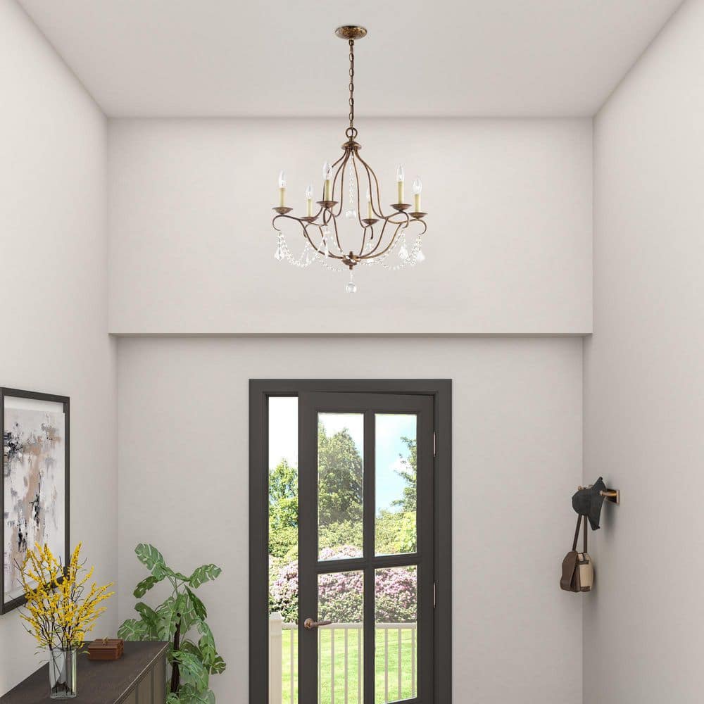 Venetian Golden Bronze 6-Light Crystal Chandelier