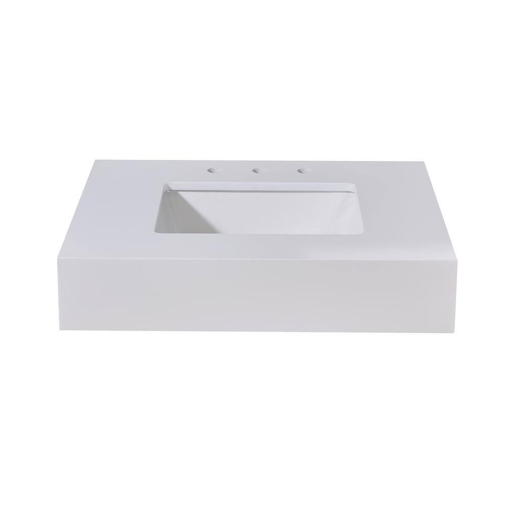 30" Snow White Ceramic Bathroom Vanity Top with Sink