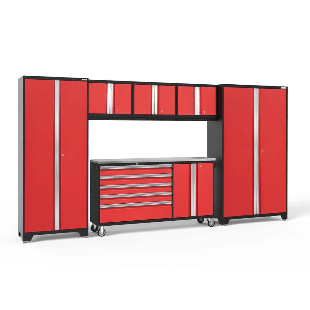 Bold Series 6-Piece 24-Gauge Stainless Steel Garage Storage System in Deep Red (144 in. W x 76.75 in. H x 18 in. D) price history on PriceWatchPro