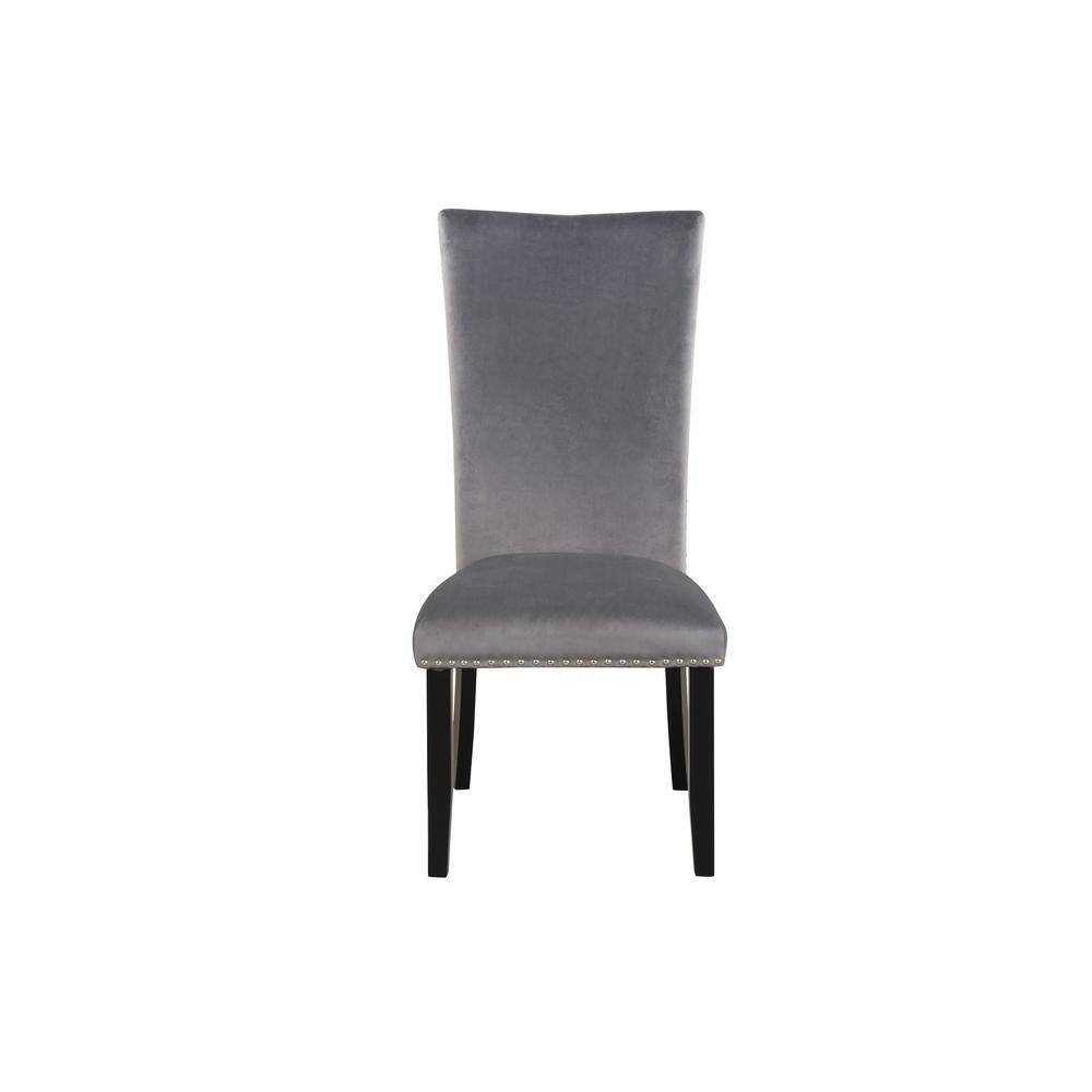 Huluwat Gray Velvet Upholstered Dining Chairs with Rubber Wood Legs