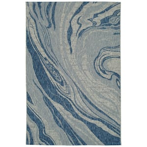 Soleri Collection Navy 3'11" x 5'11" Rectangle Residential Indoor-Outdoor Area Rug