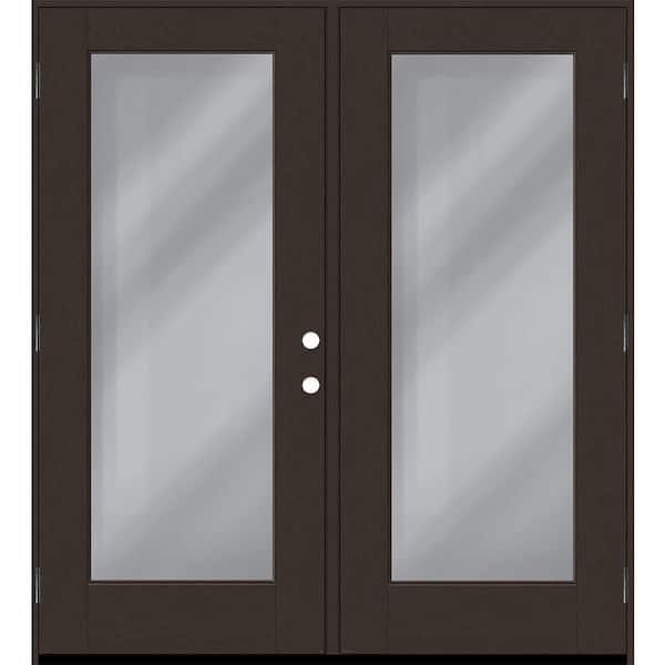 Regency 72 in. x 80 in. Full Lite Clear Glass Hickory RHOS Stained Fiberglass Retro Patio Door with 6 in. Jamb