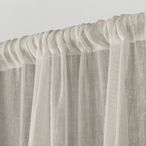 Belgian RP Snowflake Solid Sheer Rod Pocket Curtain, 50 in. W x 96 in. L (Set of 2)