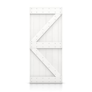 30 in. x 84 in. K Series White DIY Knotty Pine Wood Interior Sliding Barn Door Slab