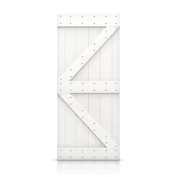 CALHOME 42 in. x 84 in. K Series White DIY Knotty Pine Wood Interior Sliding Barn Door Slab