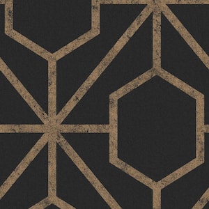 Rinku Black and Gold Removable Wallpaper Sample