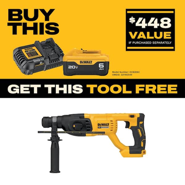 20V MAX Cordless Brushless 1 in. SDS Plus D-Handle Concrete and Masonry Rotary Hammer (Tool Only)
