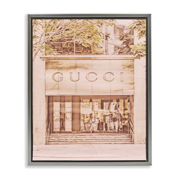 Stupell Industries Pink Designer Storefront by Graffi*Tee Studios Gray Floater Frame Architecture Graphic Art Print 31 in. x 25 in.