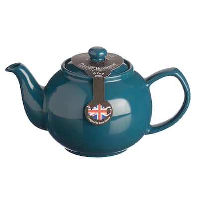 6-Cup Teal Blue Stoneware Teapot