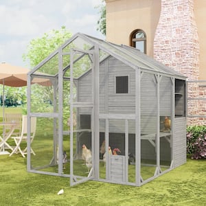 Wooden Rabbit Hutch Bunny Cage Small Animal House, Chicken House Poultry Cage, Cat Cage Kitten Condo-Backyard Run Cage