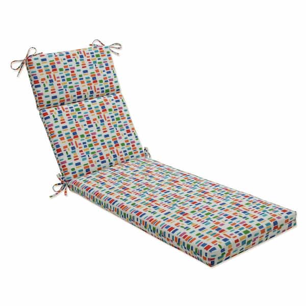 Pillow Perfect 21 x 28.5 Outdoor Chaise Lounge Cushion in Blue/Green Color Tabs Primaries
