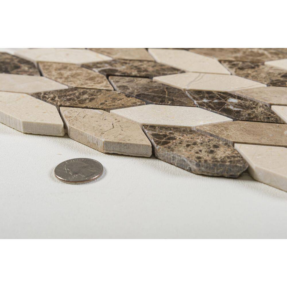 Montage Brown Matte Geometric Natural Stone Mosaic Tile