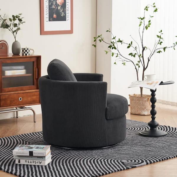 aisword Dark Grey Polyester Swivel Barrel Chair (Set of 1