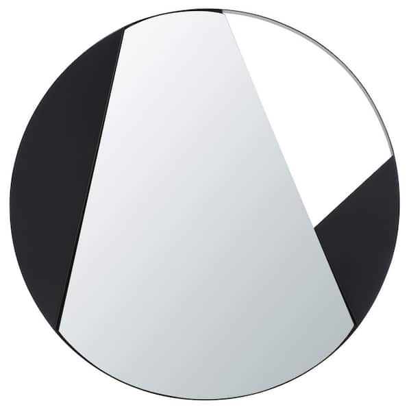 SAFAVIEH Dinas 28 in. W x 28 in. H Iron Round Modern Matte Black Solid Frame Wall Mirror