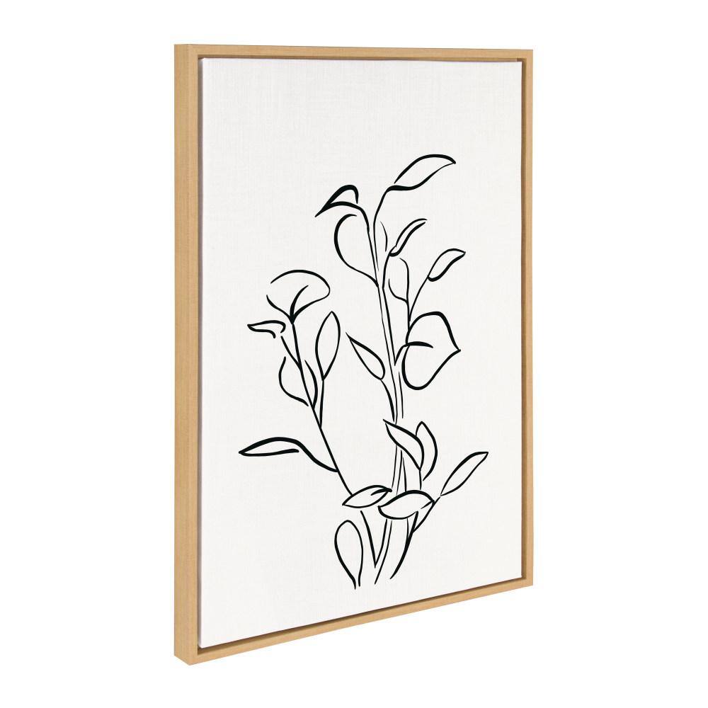 Natural Framed Botanical Sketch Canvas Wall Art, 23x33