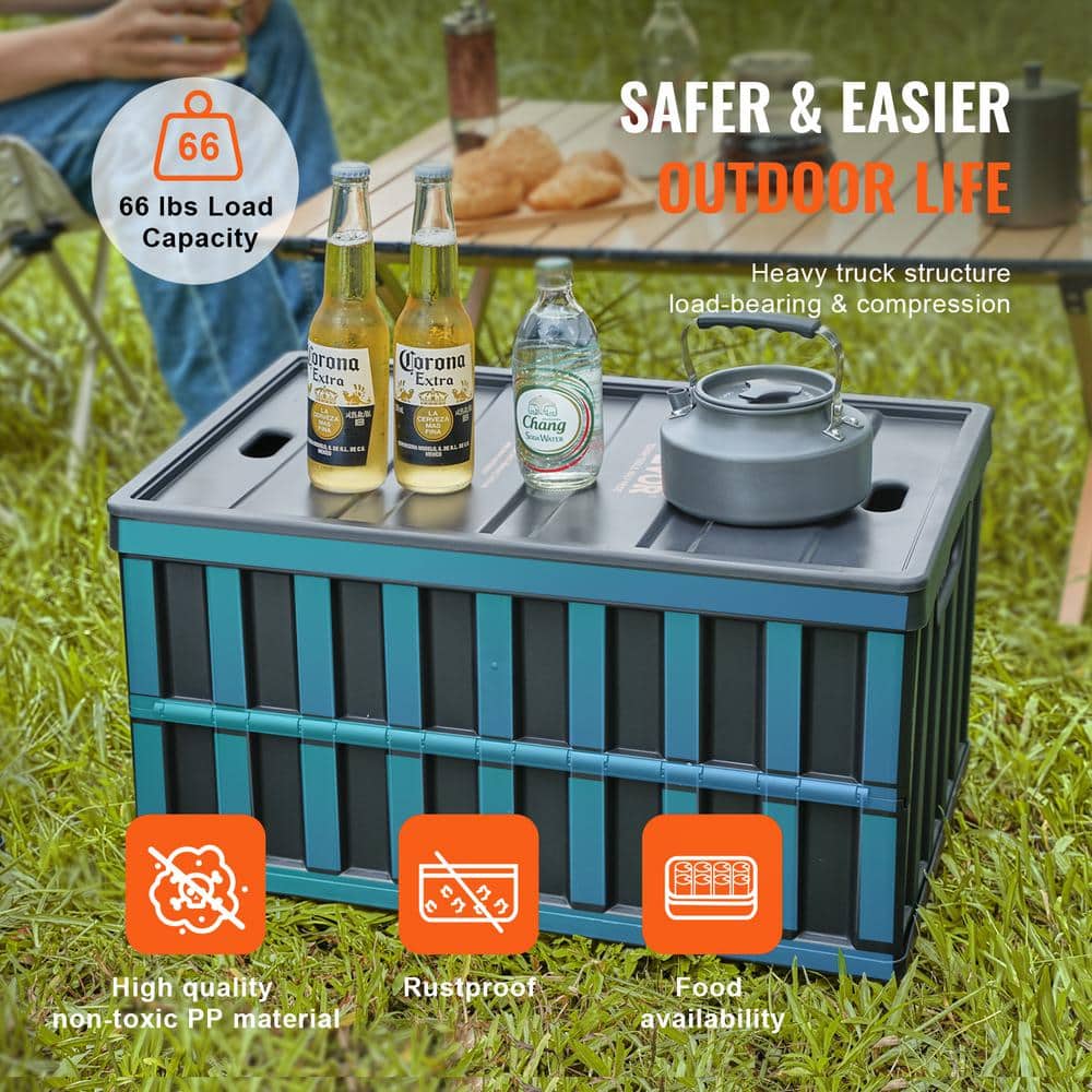 Black 65L Collapsible Plastic Storage Bins with Lids, Set of 3