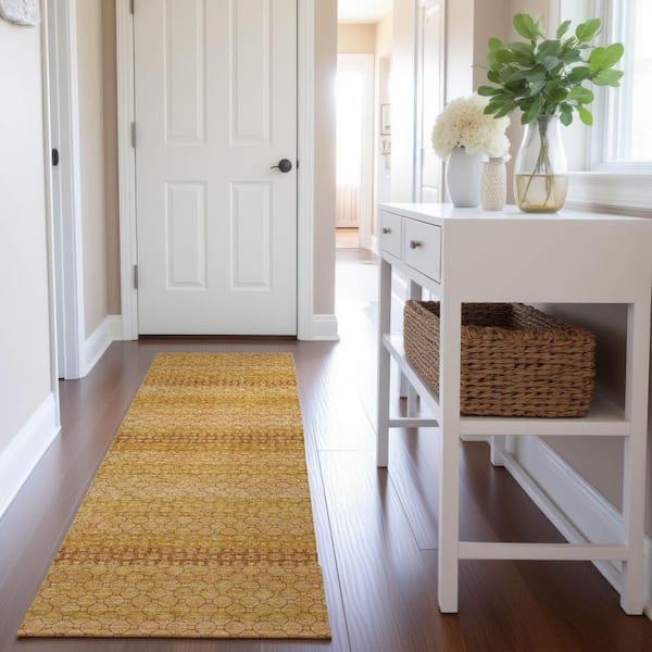 Mayfield Premium Machine Washable Abstract AMF1419 Wheat 2 ft. 3 in. x 7 ft. 6 in. Runner Rug