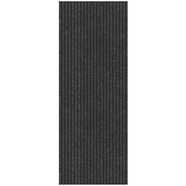 Ottomanson Lifesaver Scrape Rib Non-Slip Custom Long Hallway Runner Rug 2 ft. 7 in. x 2 ft. Black Ribbed Polyester Garage Flooring