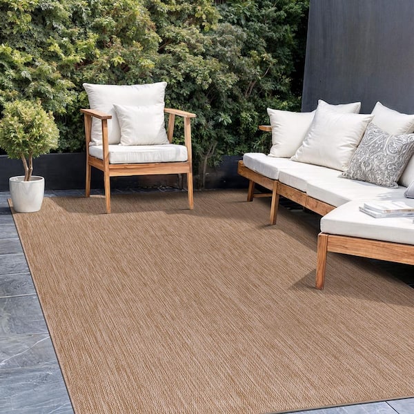 Sunshine Solid Jute 6 ft. x 9 ft. Indoor Outdoor Area Rug