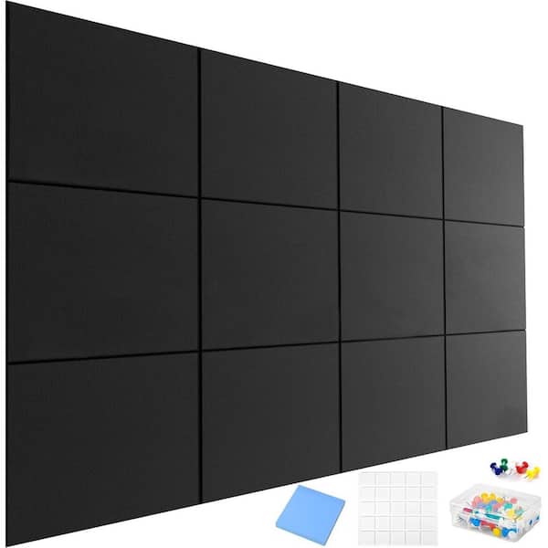 Afoxsos 47 x 35 Rectangular Black Polyester Fiber Felt Board Sound Absorbing High-Density Wall Tiles for Office and Home 12-Pack
